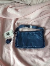 Kipling Oceanic Blue Metallic Mikaela Crossbody Bag New BNWT Scottie Monkey