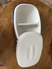 Vintage Tupperware Rice / Vegetable Container Steamer With Divider 1970s