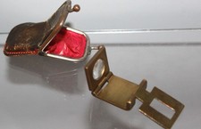 Antique Brass Trifold Thread Count Standing Magnifying Glass with Leather Case