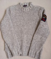 Mens Paul & Shark Eco-Wool Fisherman Knit Grey Jumper Size M