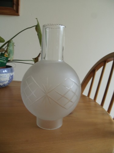 Large etched oil lamp - large,