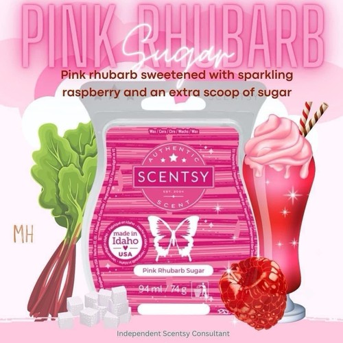 Scentsy pink rhubarb - sugar, wax