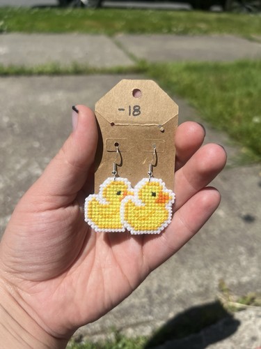 Cross stitch earrings rubber - cross, earrings-