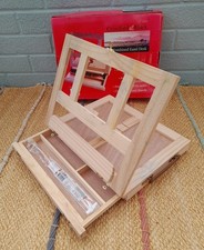 Crawford & Black Combined Easel Desk Wooden Stand Up Easel + 1 Paint Brush 