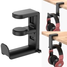 Rotating Headphone Stand Under Desk Clamp-on Gaming Headset Holder Hanger Hook