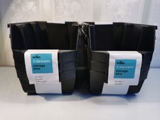 2 x Wilko 3 Stackable Storage Bins - Nestable & Stackable Black 24x15x13cm 