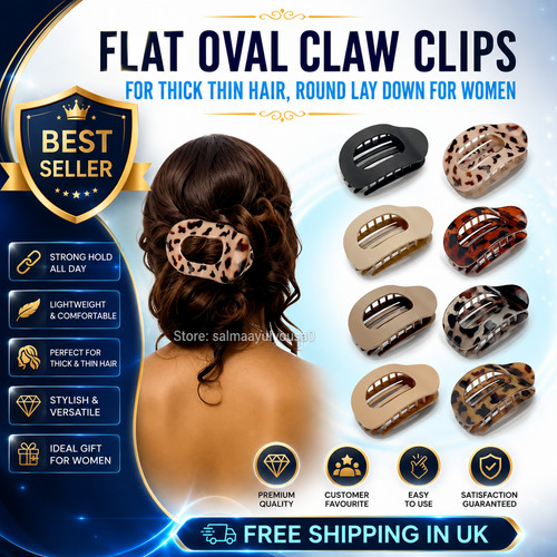 Flat oval claw clips for - for, thick