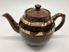 Vintage 1940s/50s Sadler Brown Betty Teapot Rockingham Glaze Banded 2.5pints