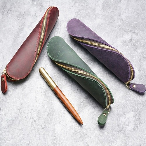 Genuine leather pencil case - leather,