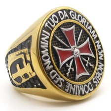 Mens Cross Knights Templar Ring Masonic Gold Stainless Steel Size 7-15