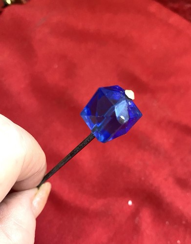 Blue glass facet - blue, bead