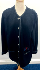 GEIGER WOMEN'S BLACK CARDIGAN PURE NEW WOOL SIZE 16 MADE IN AUSTRIA