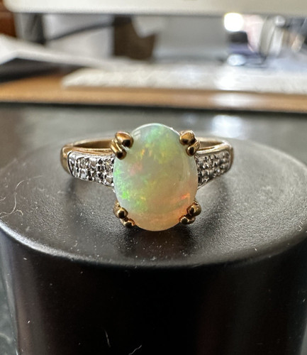 Vintage gold opal diamond - 9k,