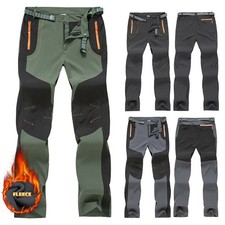 Mens Outdoor Hiking Pants Windproof Waterproof Trousers Thermal Fleece Winter