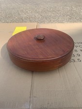 Made In Hong Kong Wooden Lidded Lazy Susan with ceramic dishes