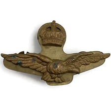 Original WW2 Royal Air Force RAF Side / Forage 2-Piece Cap Badge - WWII Genuine