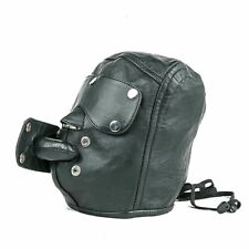 Unisex Genuine Leather Mask Bondage Black Hood Detachable Gag And Eye Piece BDSM