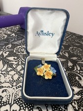 Aynsley Vintage Fine Bone China Brooch… 3 Yellow &  3 Blue Flowers