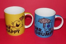 MR MEN / LITTLE MISS * 2 Collectable Mugs * Mr. Happy & Mr. Grumpy  *