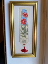 Cash’s Woven Silk Bookmark – Common Red Poppy (Papaver Rhoeas) – Framed Vintage