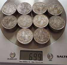 King George VI Pre 1947 0.500 Silver Half Crowns. x50 Coins. (699g). Lot #701