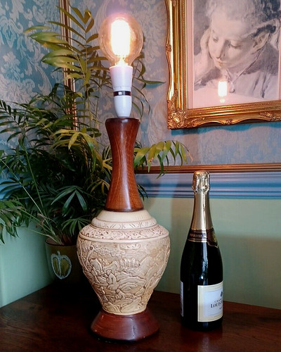 Unusual oriental relief lamp - oriental,