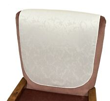 Two Plain Ivory Damask antimacassar Arm Chair Back Covers Head Rest Protection