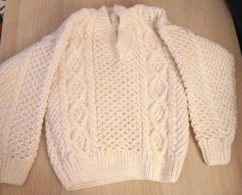 Hand knitted arran jumper - hand,
