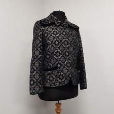 Paul Costelloe Collection Black Grey Jacquard Repeat Pattern Jacket Size UK 12