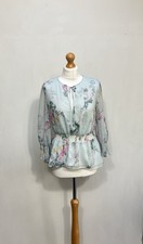 Ted Baker 1 Women’s Top Blouse Size UK 8 Duck Egg Klarra Floral Peplum Pretty