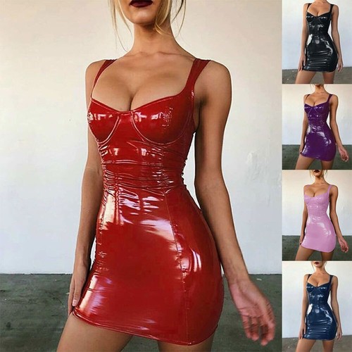 Womens sexy leather wet - pu,