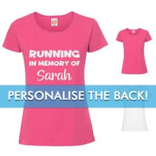 Cancer Running in Memory of Custom Name Ladies T-Shirt, Mud Run, Race For Life