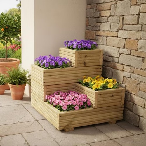 Wooden corner planter - corner,