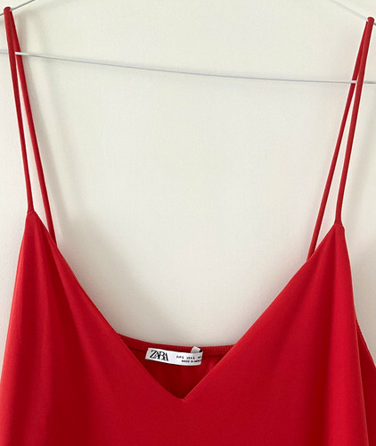 Zara red satin - slip, dress
