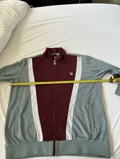 retro fila White Line tracksuit top Grey Burgundy XL Vintage Jacket 80s Casuals