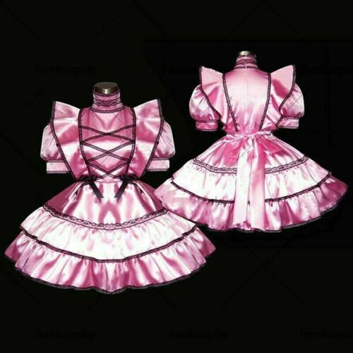Sissy maid satin pink dress - maid,