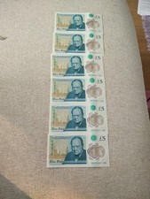 rare Consecutive AK35 £5 bank notes