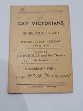 Vintage 1945-46 “Gay Victorians” Dance Club Membership Card – Post-War History