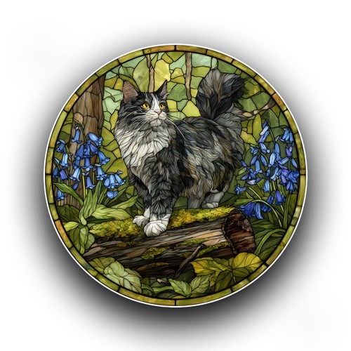 Norwegian forest cat mossy log - norwegian,