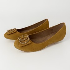 FAMA MUSTARD YELLOW WOMEN SHOES UK SZ 4 EU 37 FLAT BALLET BALLERINA 