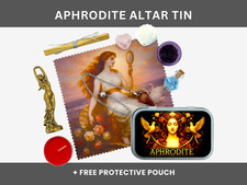 Aphrodite Portable Altar Tin - Greek Goddess Shrine with Pendulum & Crystals