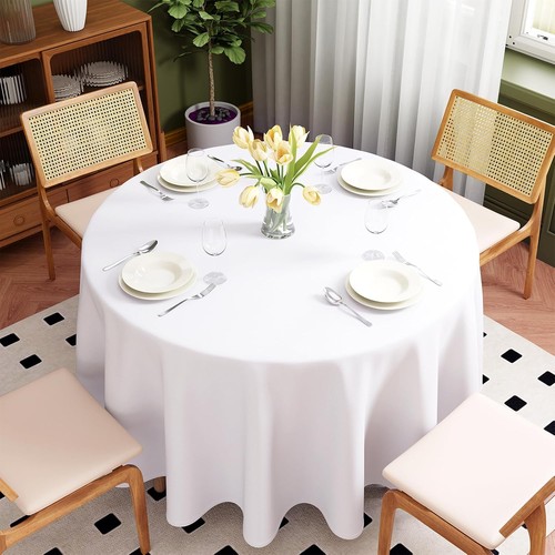 White round table - white, cloth