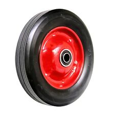 20cm 8 inch Solid Rubber Wheel 16mm Bore 45mm Wide Sack Truck Barrow Red Steel