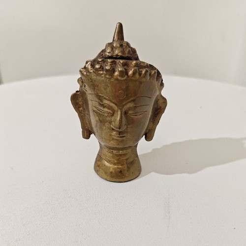 Vintage brass buddha head 9cm - vintage,