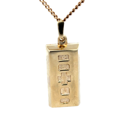 9ct yellow gold ingot pendant