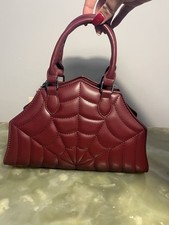 Bessie London Halloween Burgundy Spider Web Handbag/Bag and Bat Charm TK Maxx 