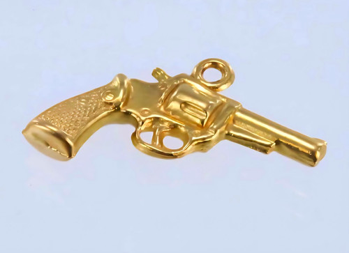 18ct gold revolver pistol - gold,