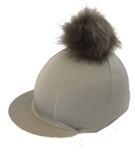 GGGear Cross Country Colours Hat Silk, Silver Grey with Faux Fur Pom pom