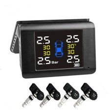 Wireless Car Solar TPMS Tire Pressure Alarm Monitor System W/4 Internal Sensors