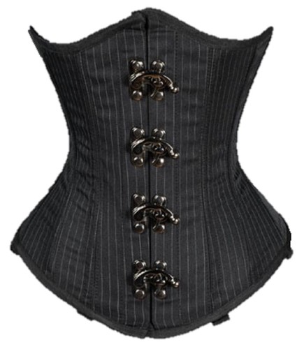 Black pinstripe lace back - black,